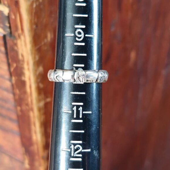 Sterling Silver 925 Elephant Design Eternity Band Ring Size 10 Inside Scrollwork - Picture 7 of 7